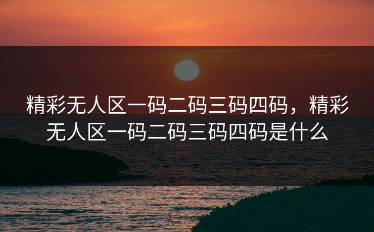 精彩无人区一码二码三码四码，精彩无人区一码二码三码四码是什么