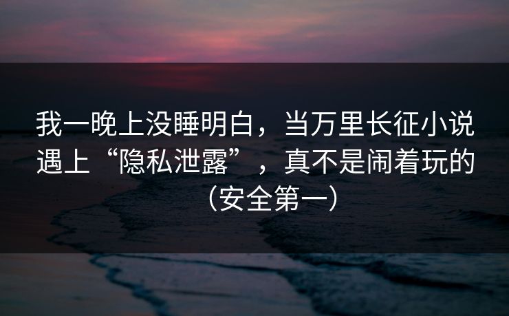 我一晚上没睡明白，当万里长征小说遇上“隐私泄露”，真不是闹着玩的（安全第一）